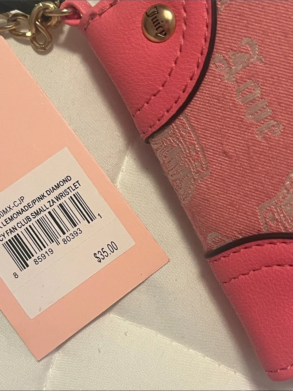 Juicy Couture Coral Pink Logo Card Case with Gold Dog Charm NWT Retail 35$